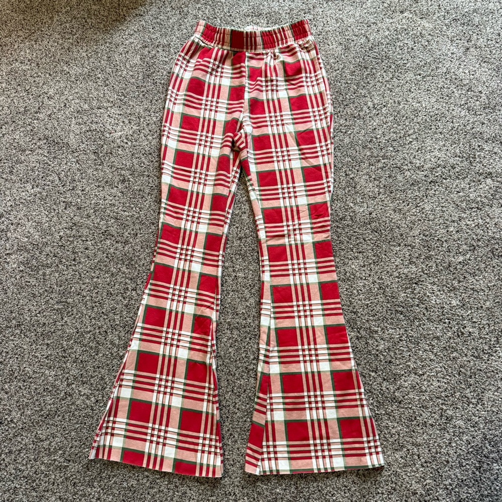 GRAYSON THREADS Women’s Size XS Pants High Rise Fleece Plaid Flare Style EUC